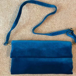 Blue Velvet Rollover Clutch
